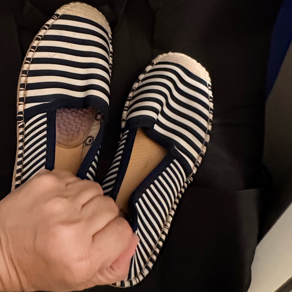Sea Star Navy Striped Espadrille Flats | Nautical Style | Size 8